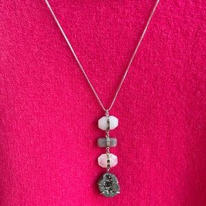 LOFT Silver and Black Pendant Necklace